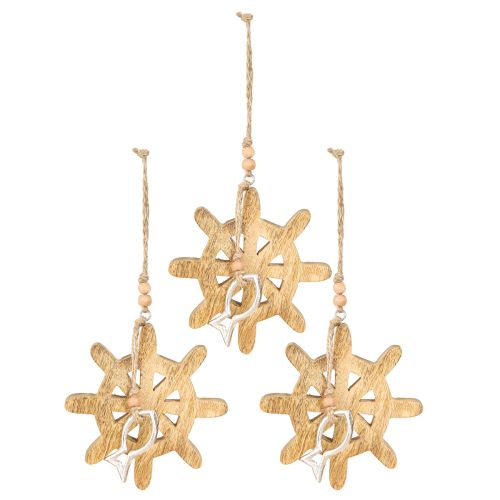 položky Drevená dekorácia volantu kovová rybka prívesok Ø12cm 3 ks