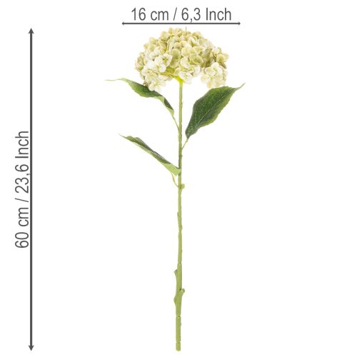 položky Umelý kvet hortenzie s dlhou stonkou a listami, 60 cm