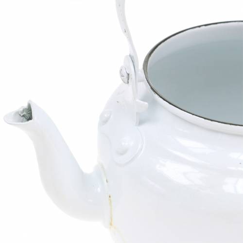 položky Dekoratívna kanvica na čaj, kvetináč, kov, biela, shabby chic, Ø8,6 cm, V16 cm, vintage dekoratívny kvetináč