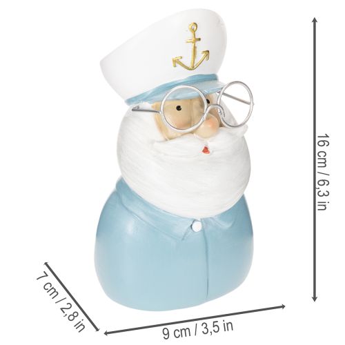 položky Figúrka kapitána, námorná dekorácia s okuliarmi a klobúkom, 16 cm