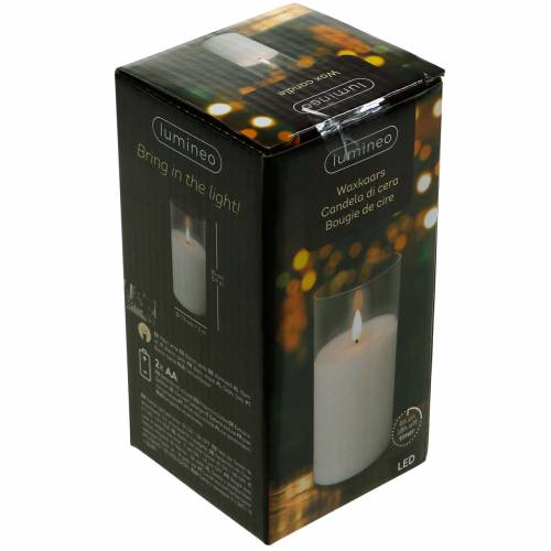 položky LED sviečka v skle pravý vosk biela Ø7,5cm V10cm