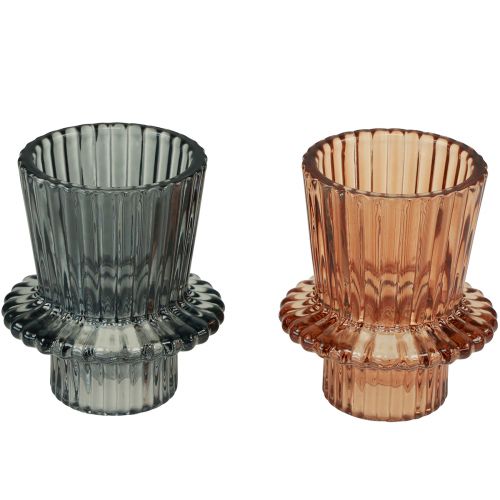 položky Svietnik sklenený svietnik sivohnedý V6,5cm 2ks