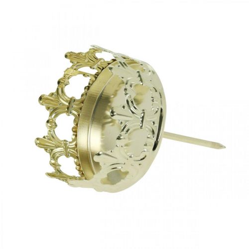 Floristik24 Korunka na čajovú sviečku, vianočná dekorácia na sviečku, svietnik na adventný veniec zlatý Ø5,5cm 4 kusy