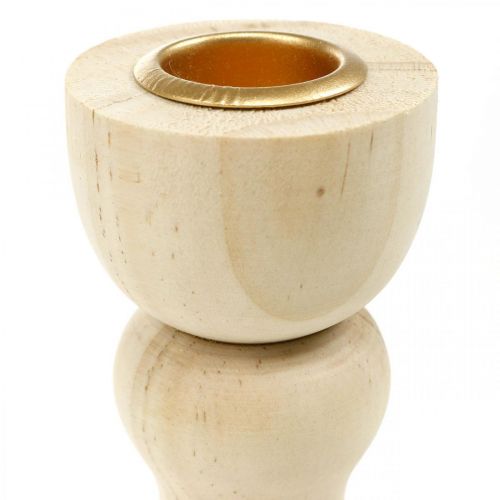 položky Svietnik drevená stolová dekorácia na sviečky kónické H17cm 2 ks