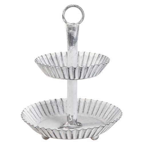 položky Stojan na tortu Shabby Chic kovový biely 2-poschodový Ø16,5cm