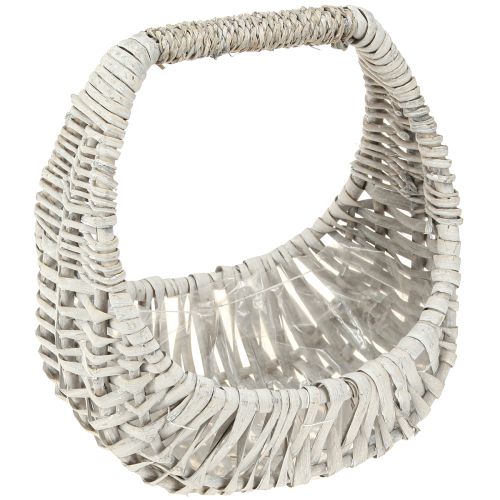 položky Kôš s rukoväťou, prútený kôš, praná sivá, V43/34/27cm, sada 3 ks