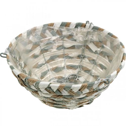 položky Kôš na rastliny na zavesenie, kvetinový kôš spletený biely, sivý, prírodný V16cm Ø30cm