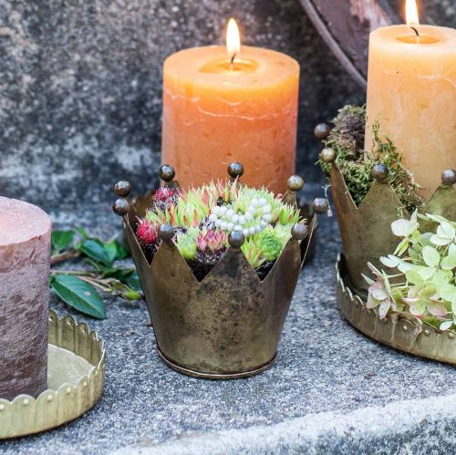 položky Korunka kovová mosadzný svietnik starožitného vzhľadu Ø10cm V8cm