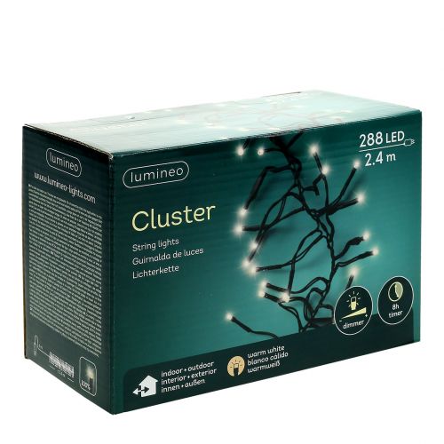 položky LED svetelná reťaz pre exteriér 288er 2,4m čierna/teplá biela