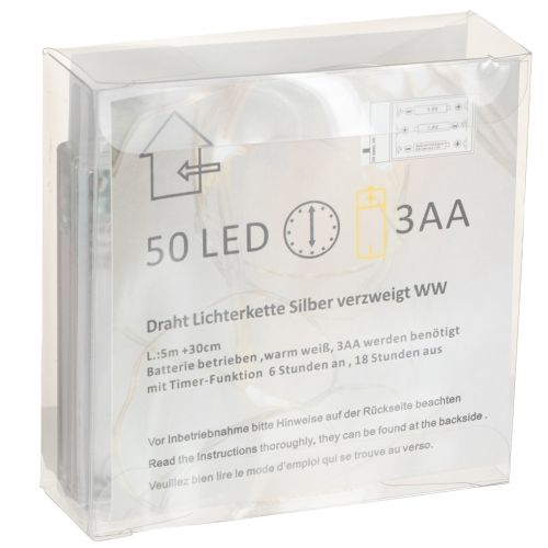 položky LED reťazové svetlá, 50 žiaroviek, na batérie, 5 m, teplá biela