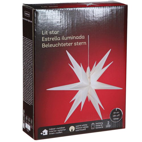 Floristik24 LED hviezda 3D biely časovač batérie vonku Ø30cm H74cm