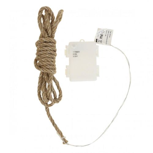 Floristik24 LED rozprávkové svetlá akumulátorová jutová stuha teplá biela L295cm