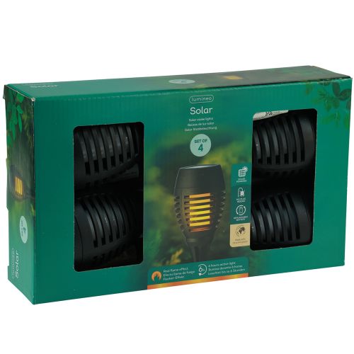 položky LED solárne baterky záhradný plameňový efekt balkón V38cm 4 ks