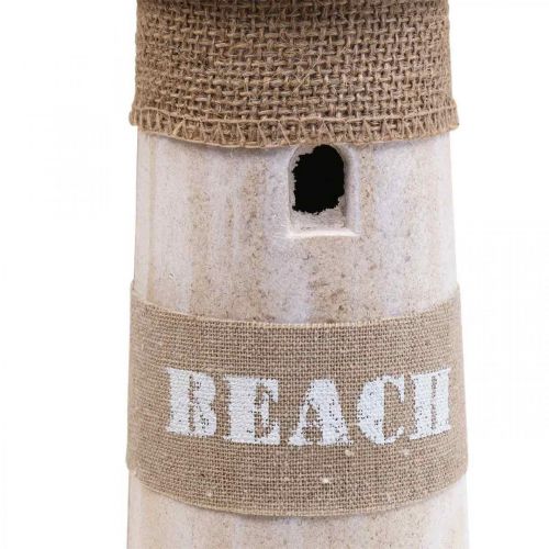 Floristik24 Drevená dekorácia Maják biela, prírodná námorná dekorácia V44cm