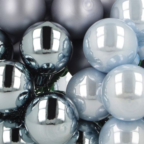 položky Mini sklenené vianočné gule, zrkadlové bobule, modré tóny, 25 mm, 140 kusov
