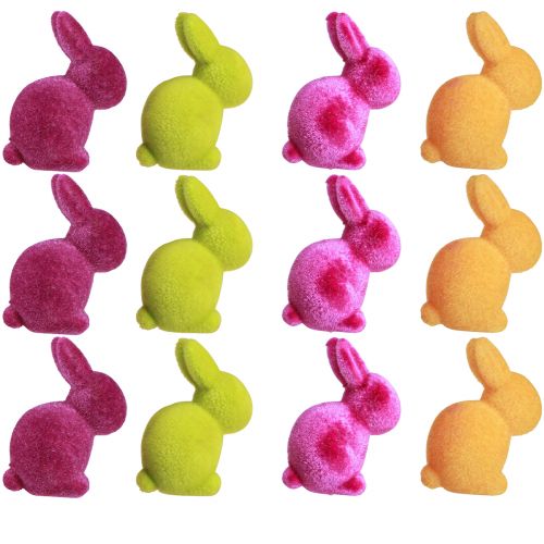 položky Mini zajačiky Farebné veľkonočné zajačiky Flocked Assorted V6cm 12 ks