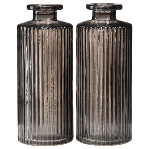 položky Mini vázičky sklenené vázy sivé drážky dekor Ø5cm V13cm 6 ks