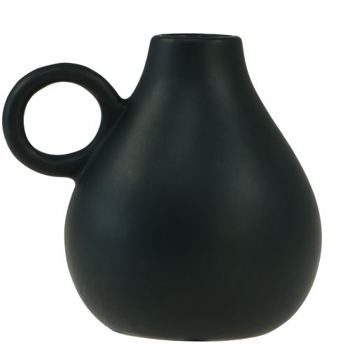 Mini keramická váza čierna rúčka keramická dekorácia V8,5cm