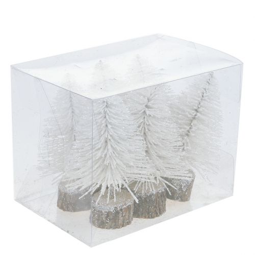 Floristik24 Mini vianočný stromček trblietavý biely 6ks