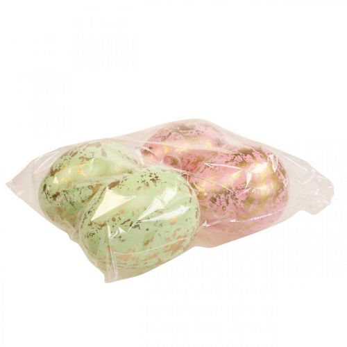 Floristik24 Veľkonočné vajíčko na zavesenie dekoračné vajíčka ružové, zelené, zlaté 12cm 4ks