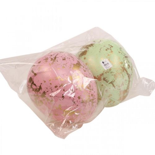Floristik24 Veľkonočné vajíčko na zavesenie dekoračné vajíčka ružové, zelené, zlaté 20cm 2ks