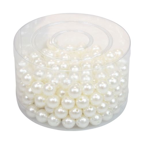 Floristik24 Korálky na navliekanie remeselné korálky krémovo biele 12mm 300g