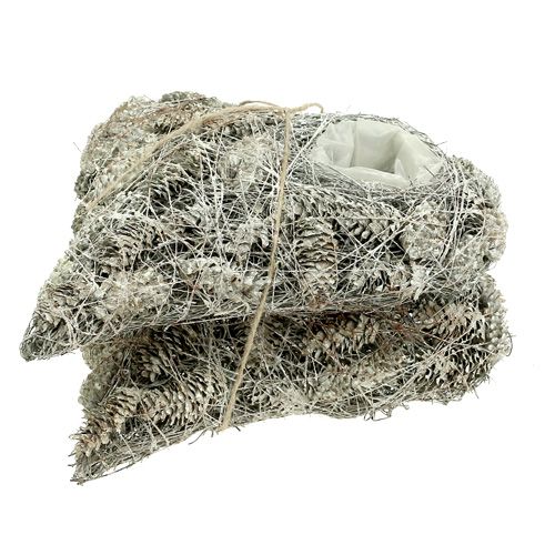 Floristik24 Rastlinné srdiečko zo šišiek 26x27cm bielené 2ks