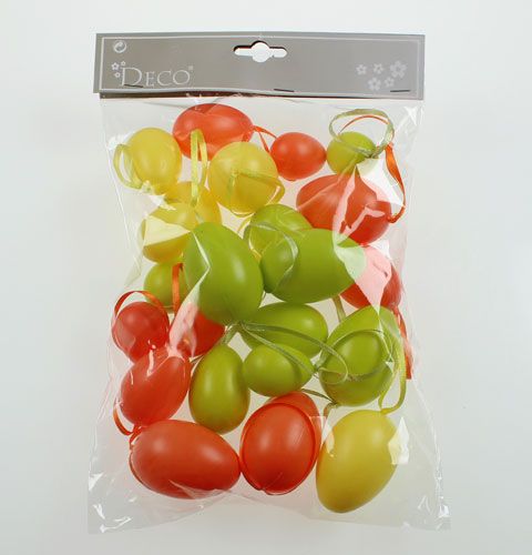 Floristik24 Plastové ozdobné veľkonočné vajíčka na zavesenie 24 kusov