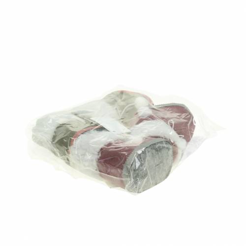 Floristik24 Ozdoba na vianočný stromček plyšový pár topánok sivá/ružová 10cm x 8cm 2ks