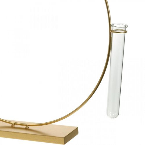 Floristik24 Ozdobný prsteň so stojanom a skúmavkou Kovový prsteň Zlatý Ø35cm