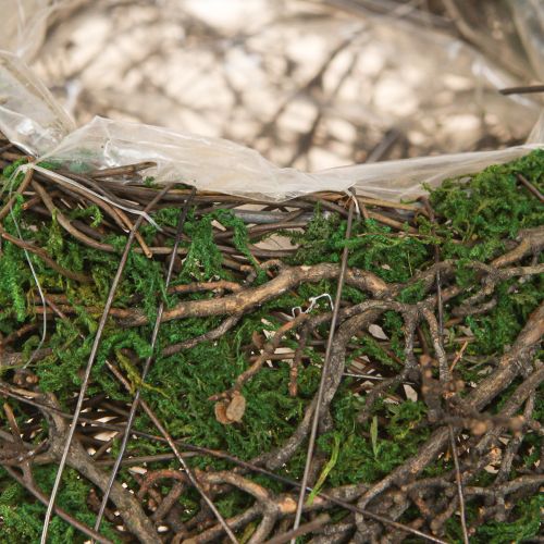 položky Okrúhla miska na výsadbu z viniča s machom a fóliou na dekoráciu