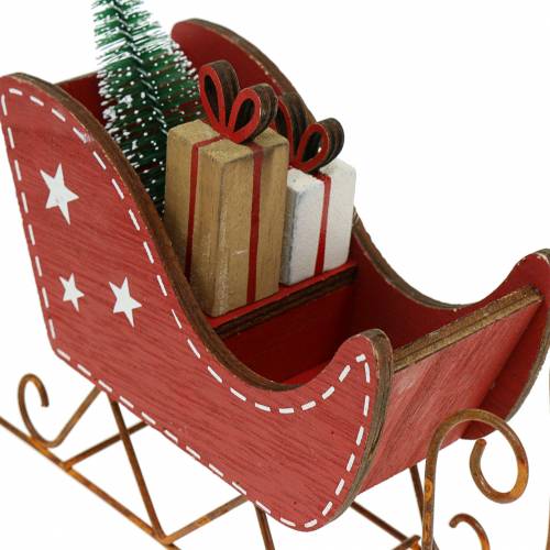 Floristik24 Drevené sánky červené 15,5cm x 15cm x 6cm