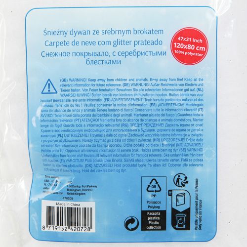 položky Snehová prikrývka sľudový snehový koberec so striebornými trblietkami 120×80cm