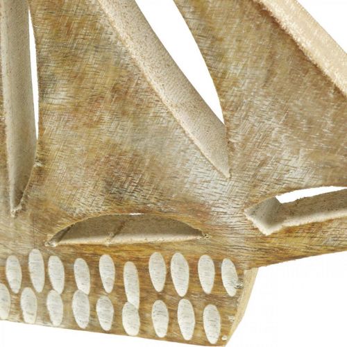 položky Drevená plachetnica, námorná dekorácia, drevená loď prírodná farba, biela V23cm