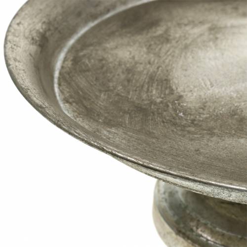 Floristik24 Servírovací tanier na nohy strieborný starožitný Ø31cm V14cm