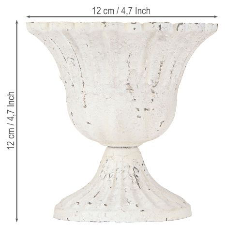 Floristik24 Dekorácia Shabby Chic Kovový pohár Biely Ø12cm V12cm