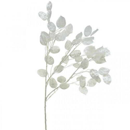 Deco vetvička strieborná listová biela vetvička Lunaria umelá vetvička 70cm