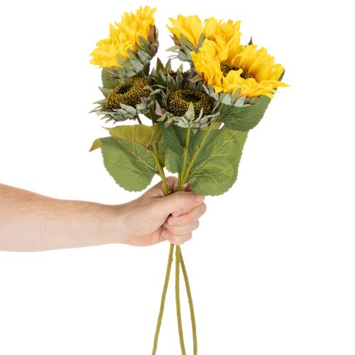 položky Umelá slnečnica s realistickými listami a kvetmi, 58 cm, 3 kusy