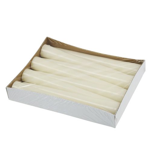 Floristik24 Sviečka zúžená 300/40 vlna biela 8ks