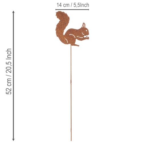 položky Záhradný kolík s veveričkovou hrdzou, dekoratívny kolík na kvetinový záhon a kvetináč 52 cm, 2 ks