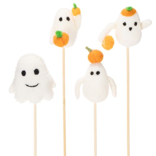 položky Figúrky duchov na drevených paliciach, halloweenska dekorácia, 54 cm, 8 kusov