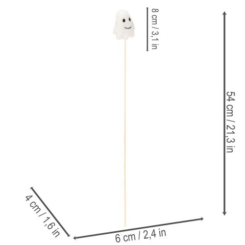 položky Figúrky duchov na drevených paliciach, halloweenska dekorácia, 54 cm, 8 kusov