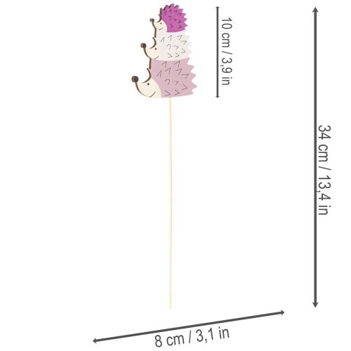 položky Dekoratívne záhradné kolíky - farebná rodinka ježkov - 34 cm, 12 kusov
