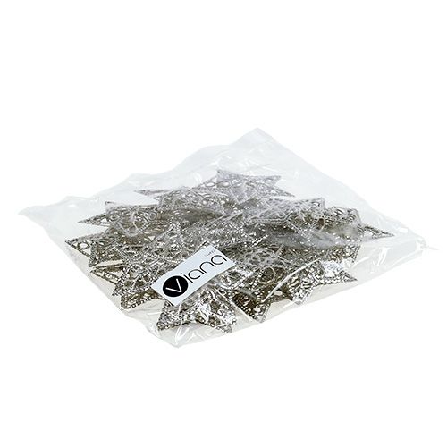 položky Hviezda z kovu striebra 6cm 20 ks