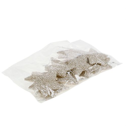 Floristik24 Hviezda so sľudovým šampanským 7,5cm 12ks