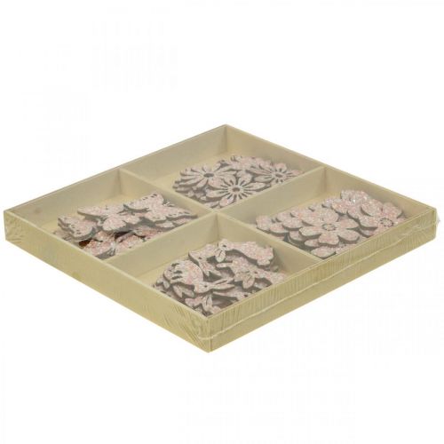 položky Bodová dekorácia drevo, posýpacie kúsky jarná veľkonočná ružová 2–4cm 64b