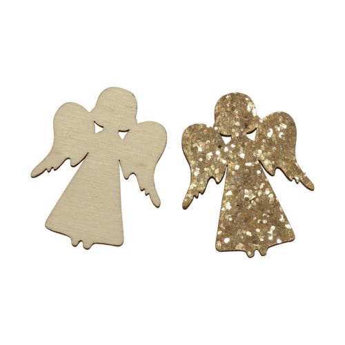 položky Bodková dekorácia Vianočný drevený anjel zlatý glitrový 5x3,5cm 48ks
