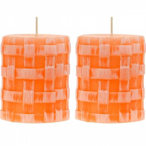 Stĺpové sviečky Rustic Orange 80/65 sviečky rustikálne voskové sviečky 2ks