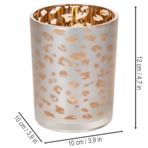 Článok Sklenený držiak na čajové sviečky s leopardím vzorom, 12 cm