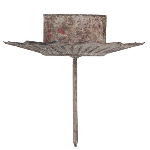 Floristik24 Svietnik na čajovú sviečku vintage čajová sviečka na nalepenie šedá Ø9cm V8,5cm 4ks